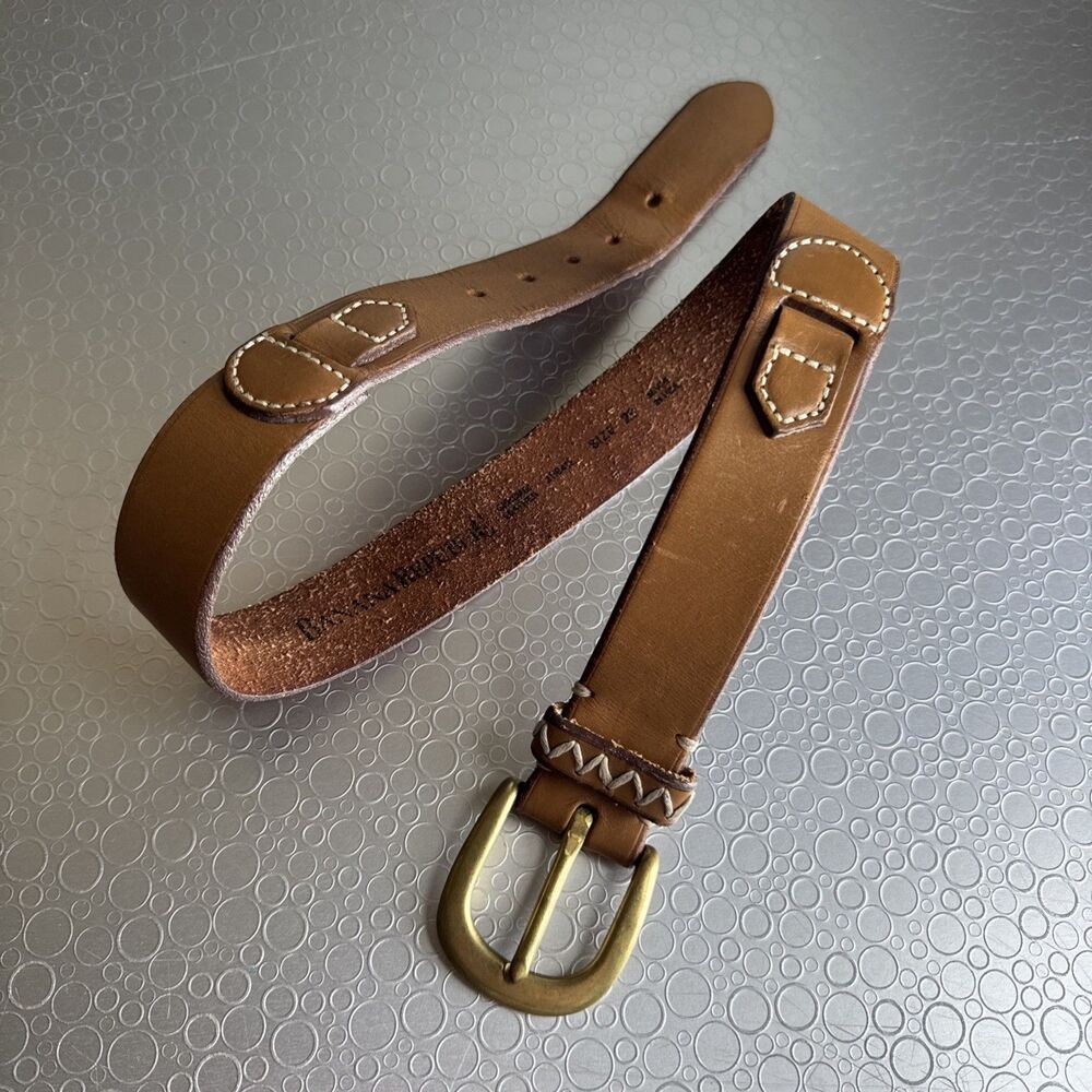 Vintage 80s Banana Republic Leather Belt Solid Brass Buckle USA Safari - Size 28